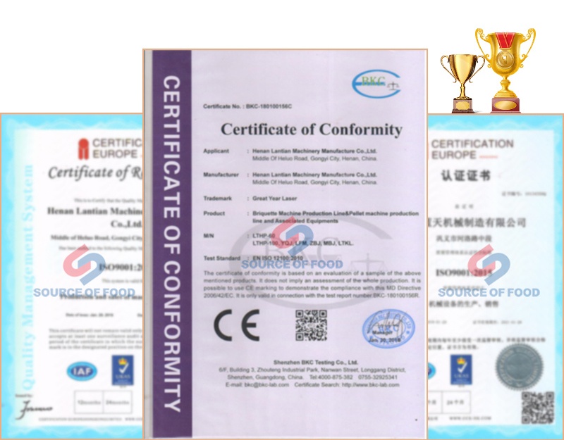our certification of leek dryer machine 