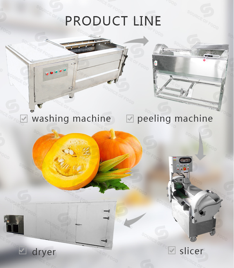 There are series of pumpkin processing machine